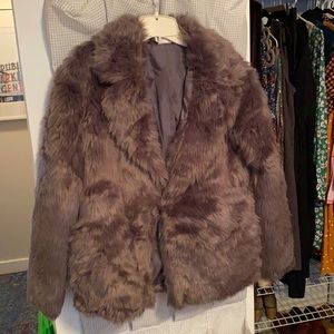 FOREVER 21 GREY FAUX FUR JACKET, L, NEVER WORN